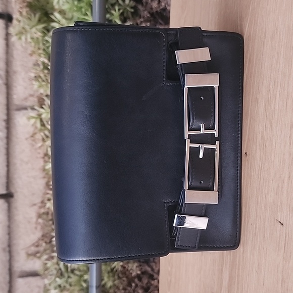 A. L. C.  Black Davenport Genuine Leather Purse Crossbody Handbag Bag - Picture 1 of 13